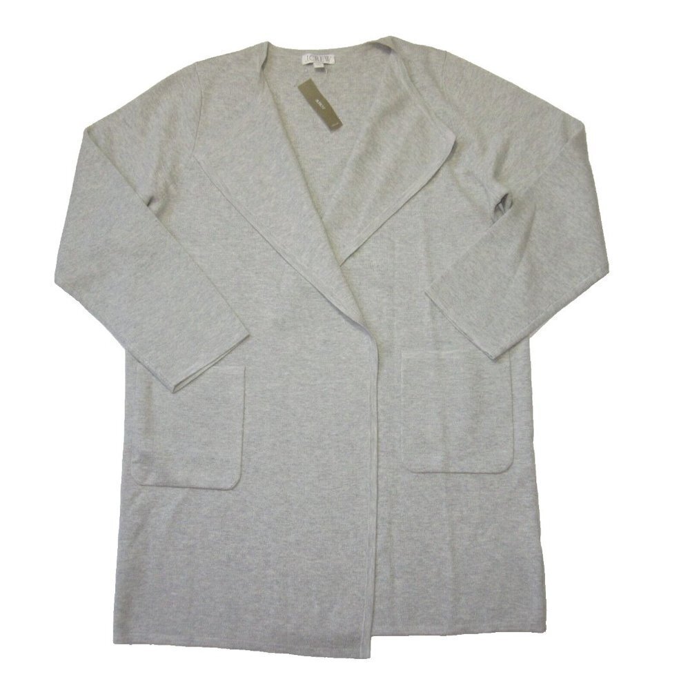 NWT J.Crew Juliette in Heather Dove Gray Collarless Open Sweater Blazer L